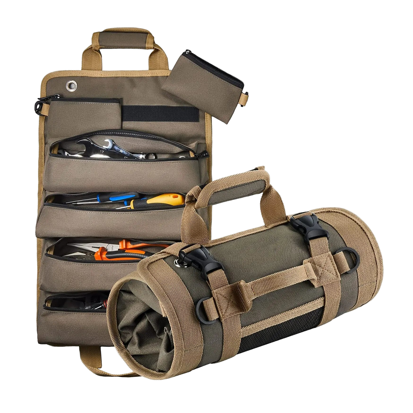 The Professional Roll-Up Tool Organizer: Multi-Pocket, Waterproof Storage for Wrenches, Pliers & Hardware.
